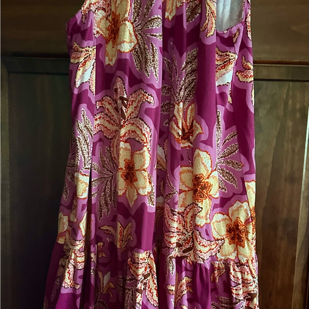 LOFT Floral Dress in Purple and Orange
